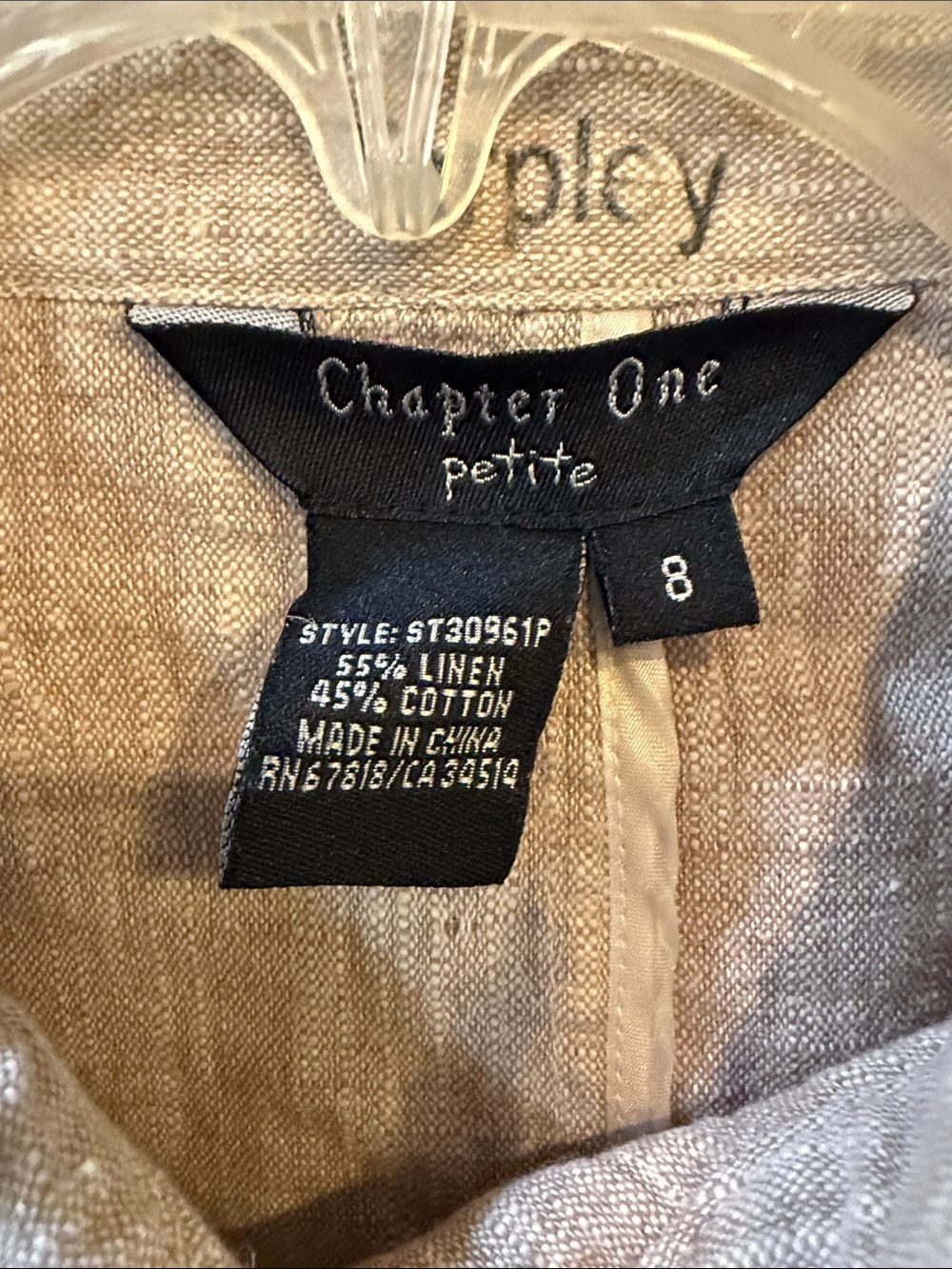 Chapter One Beige Button-Front Linen Jacket - Picture 2 of 7
